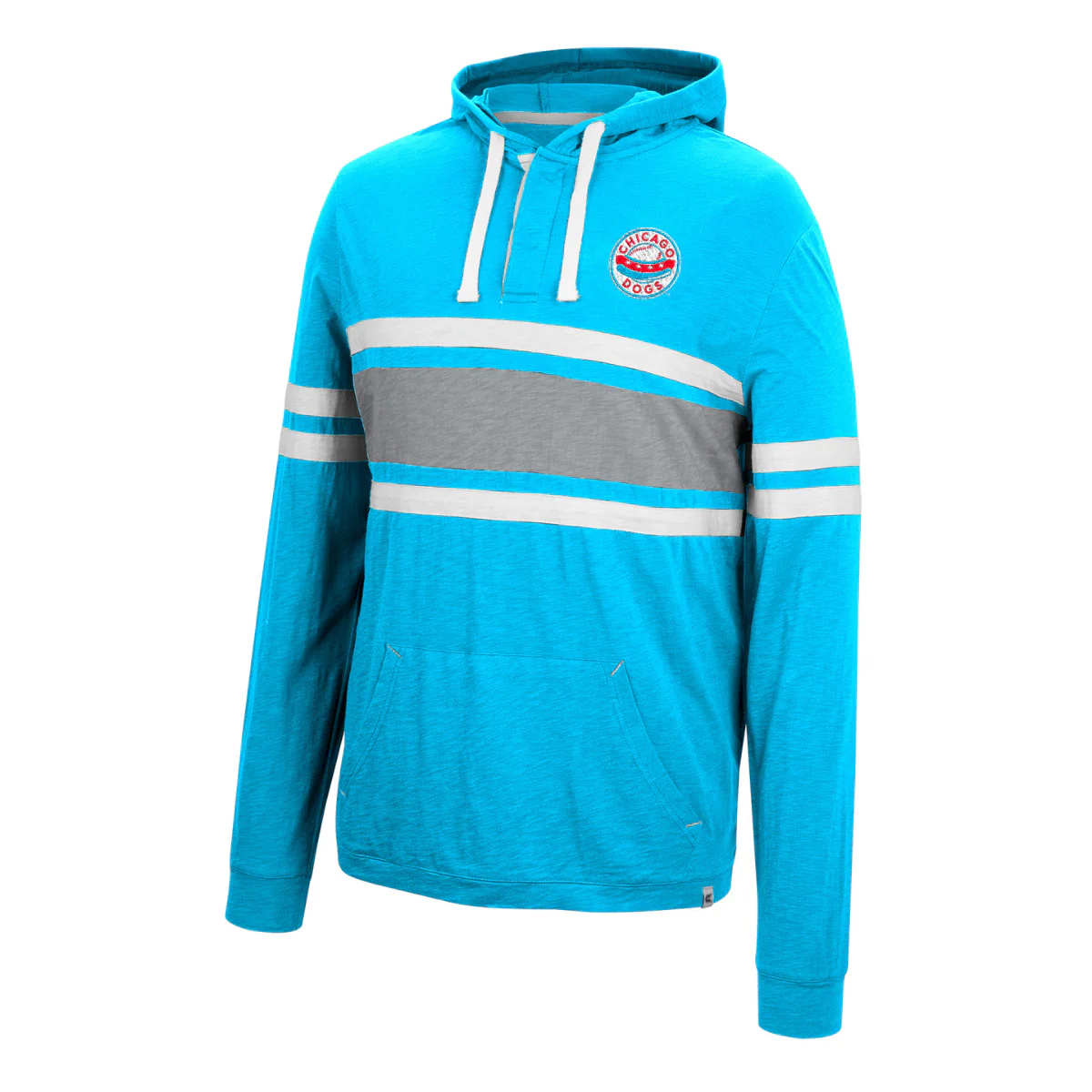 CHICAGO DOGS MEN'S COLOSSEUM HOODED LONG SLEEVE TEE SHIRT - LIGHT BLUE